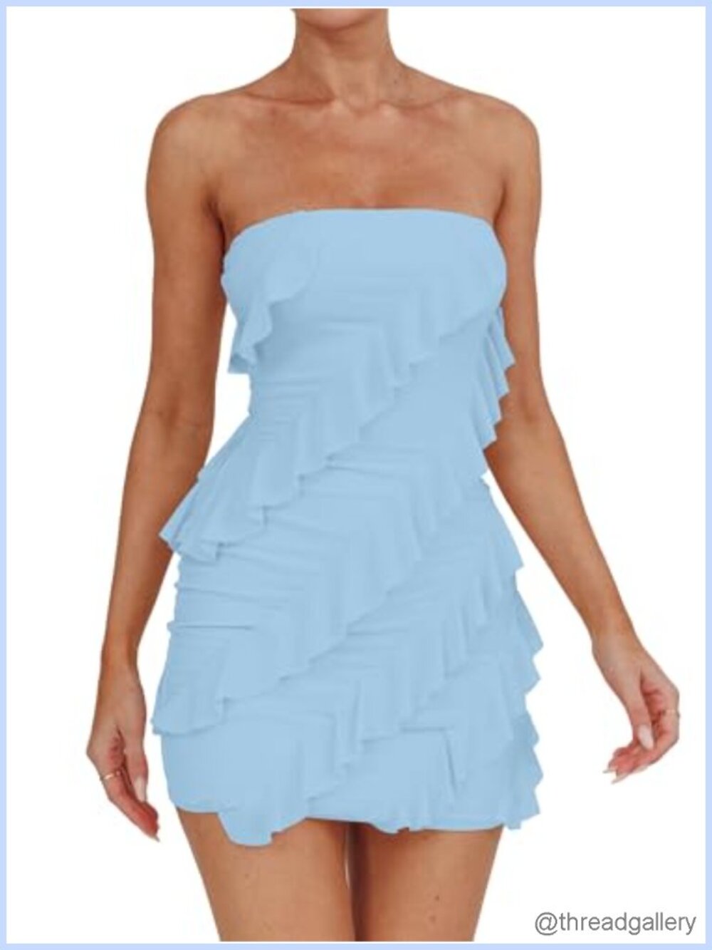 Sexy Strapless Bodycon Mini Dress Ruffle Tassel Backless Party Club
